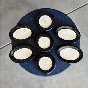 Rae Dunn Black and White Oval Ceramic Plates